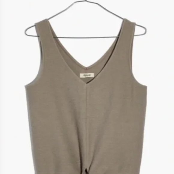 Madewell Tops - Madewell Tie Front Ribbed Crop  Cotton Tank Top Beige Tan | Size Small
